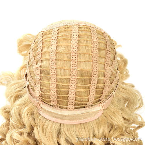 Hot Style golden Short African  Curly Wig Full Lace Human Hair Wig
